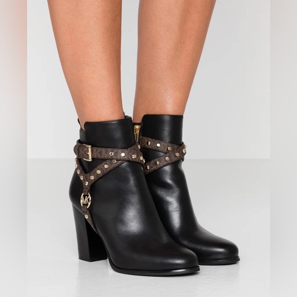 Michael Kors Shoes - Michael Kors Women's Preston Gold Studded Leather Ankle Boot, Size 8